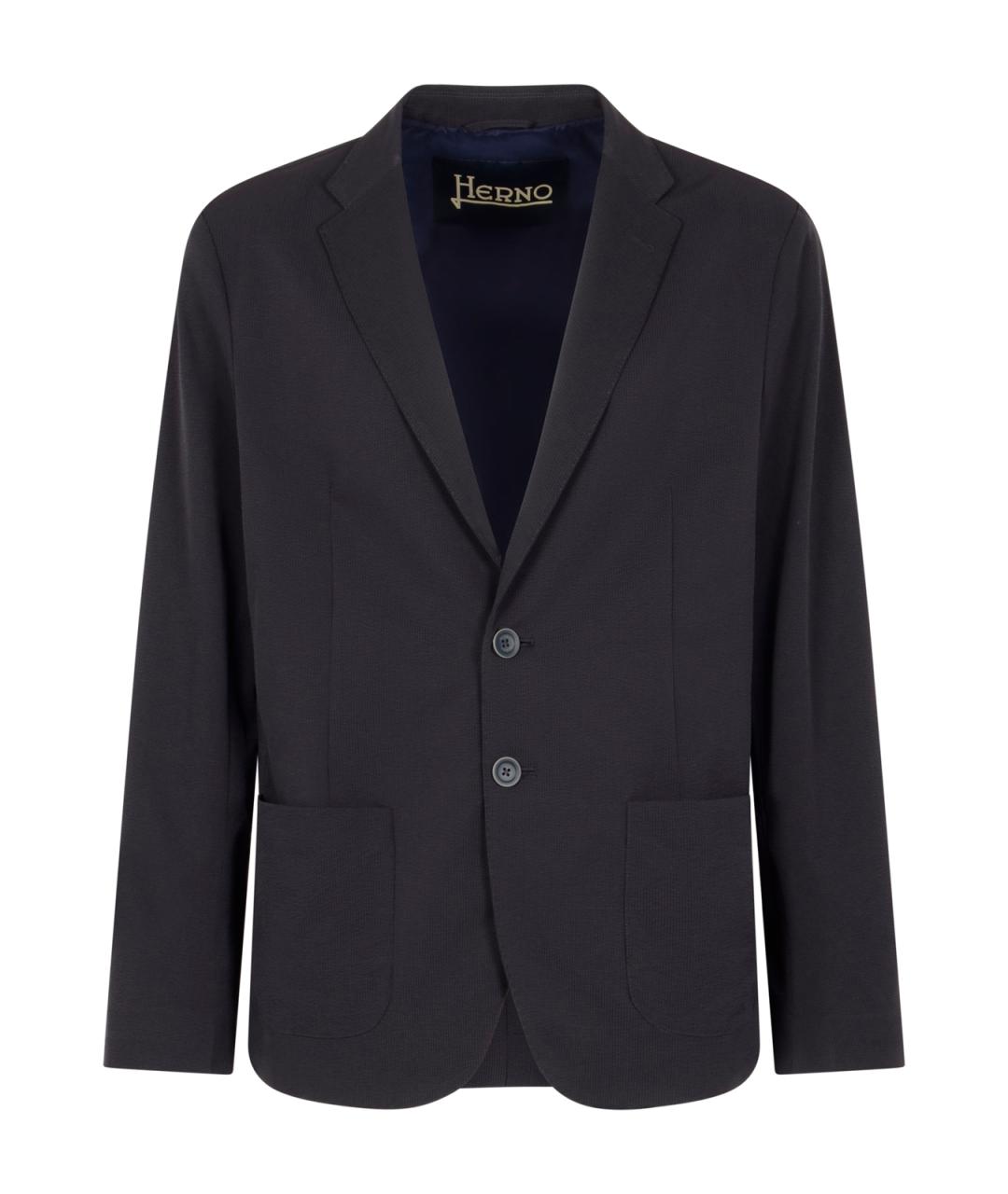 HERNO Темно-синий вискозный пиджак, фото 1