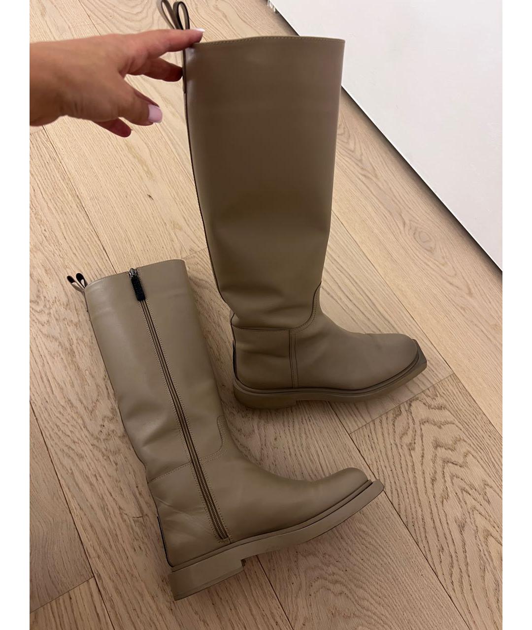 3JUIN Бежевые кожаные сапоги, фото 3