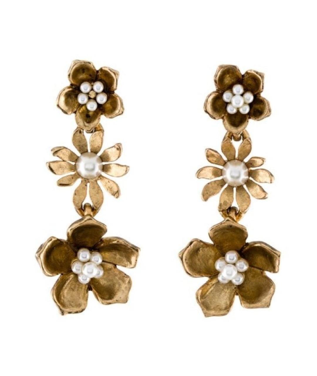 OSCAR DE LA RENTA Золотые металлические серьги, фото 2