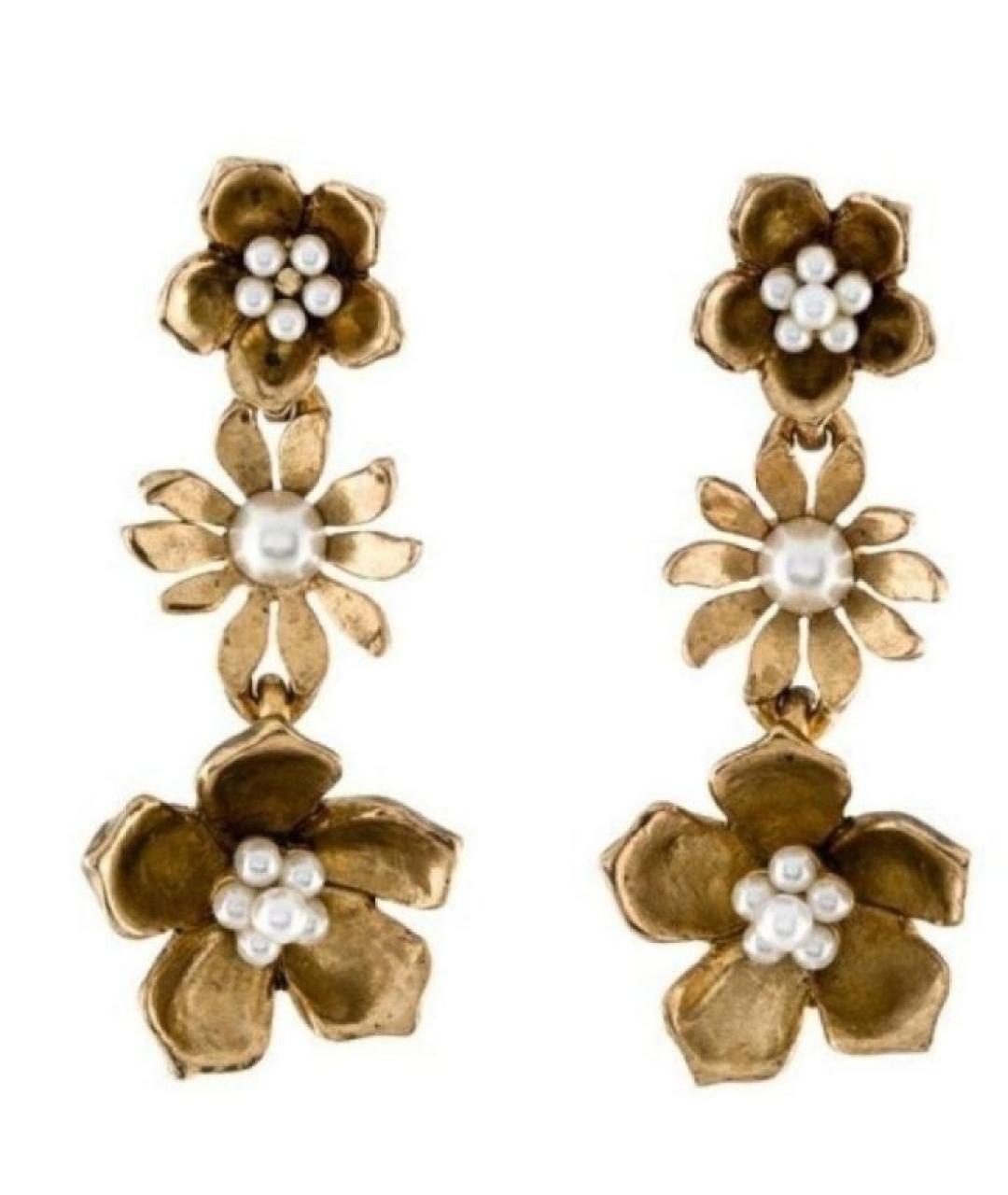 OSCAR DE LA RENTA Золотые металлические серьги, фото 1