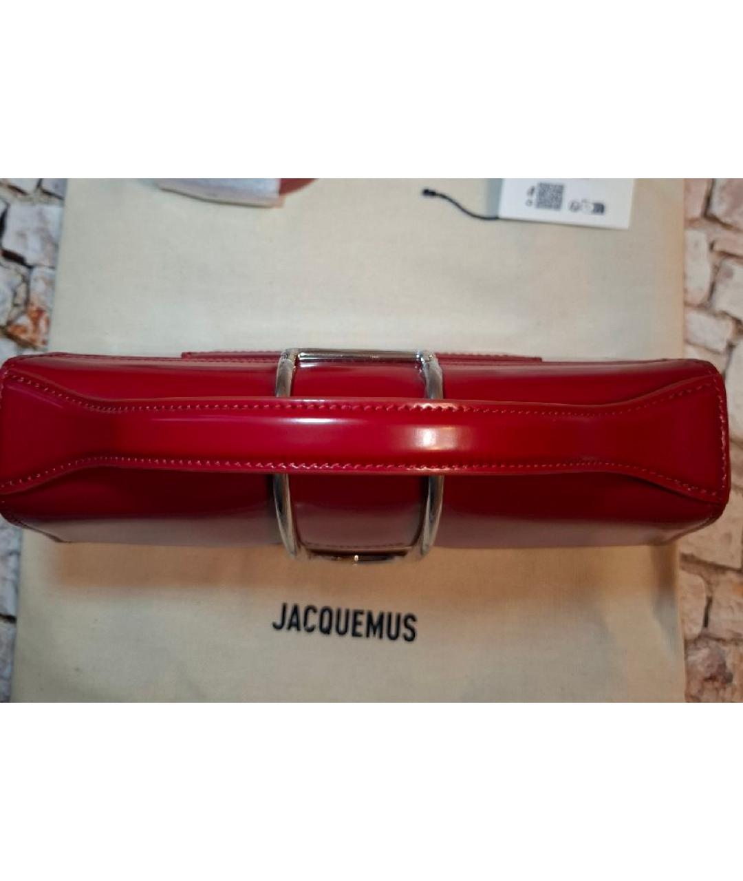 JACQUEMUS Красная сумка через плечо из лакированной кожи, фото 4