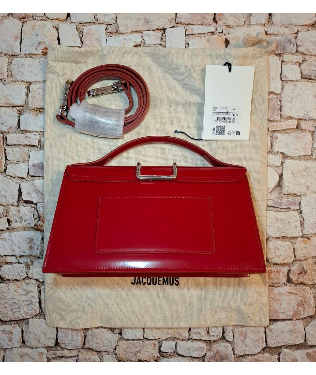JACQUEMUS Красная сумка через плечо из лакированной кожи, фото 2