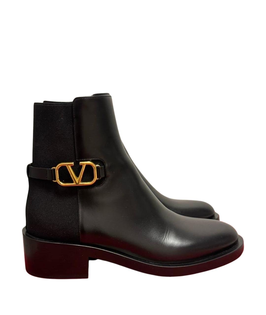 VALENTINO Черные кожаные ботинки, фото 1