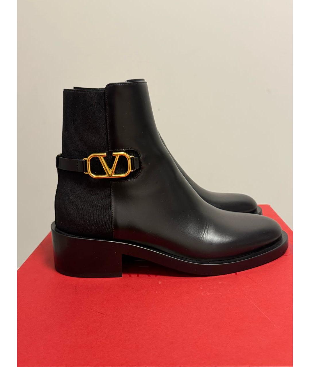 VALENTINO Черные кожаные ботинки, фото 5