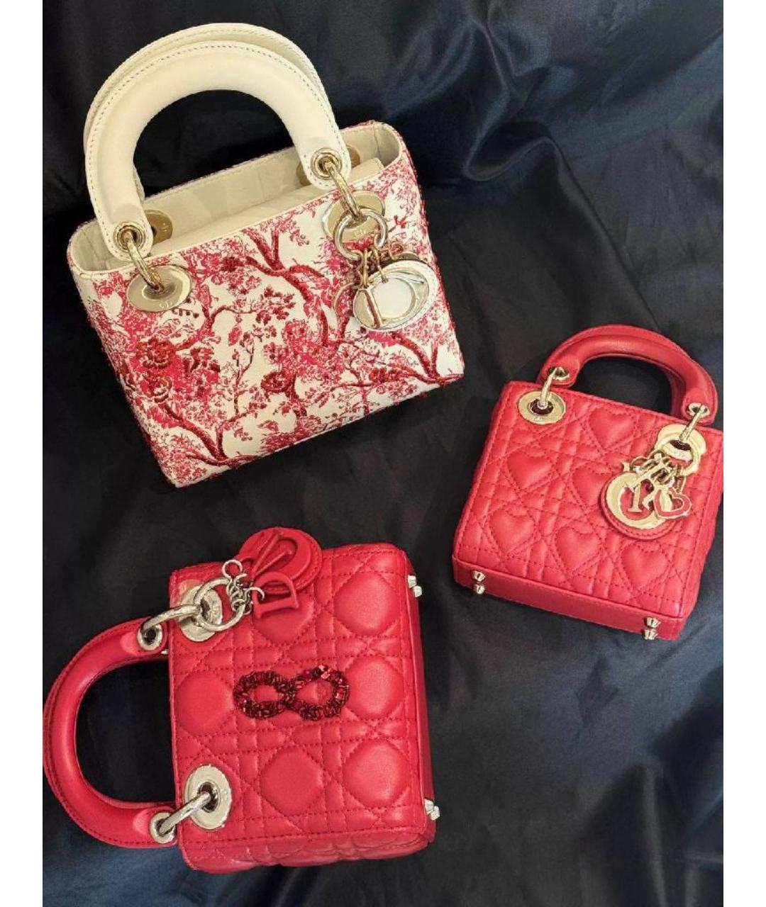 CHRISTIAN DIOR Красная кожаная сумка с короткими ручками, фото 5