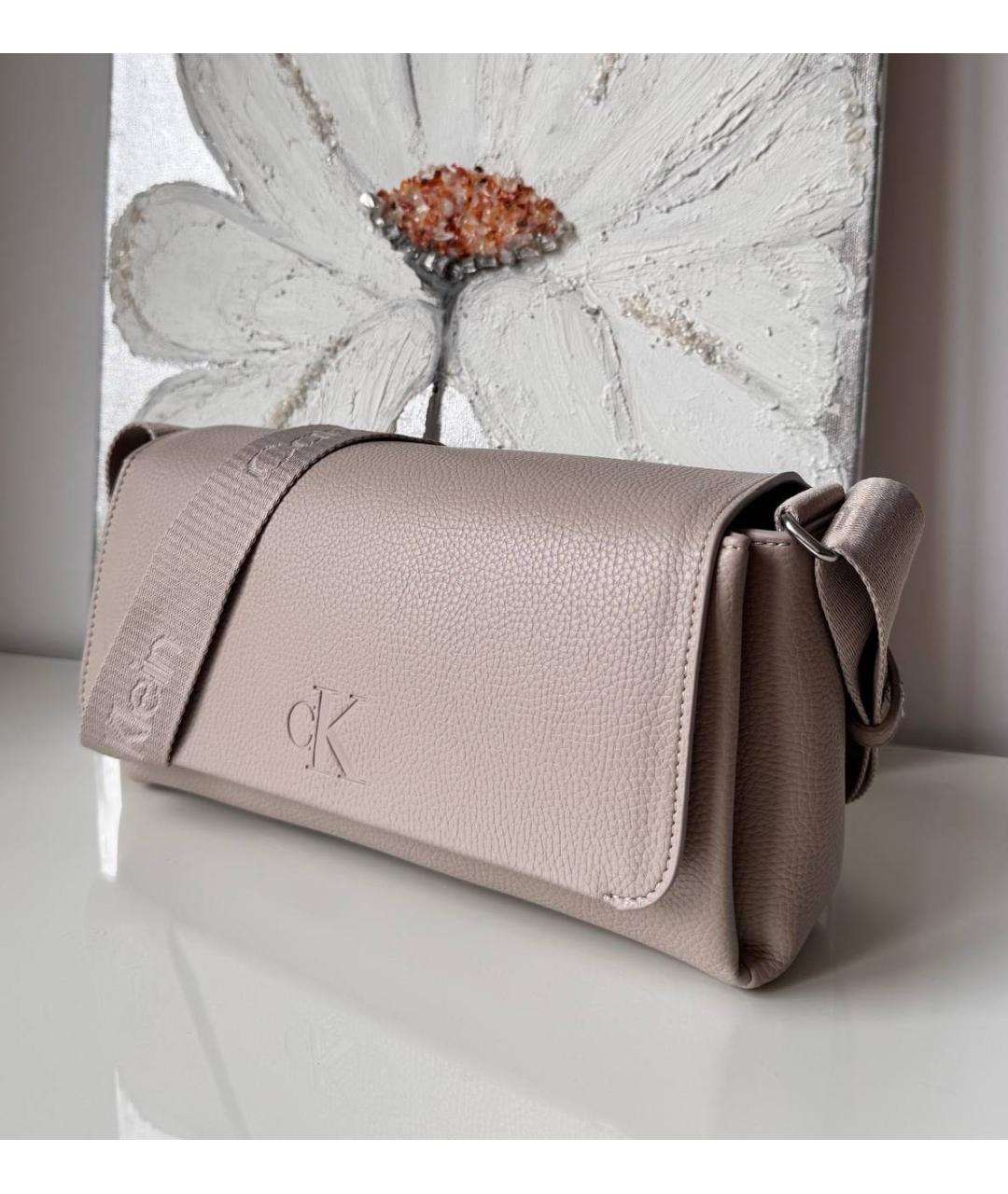 CALVIN KLEIN Бежевая сумка через плечо из искусственной кожи, фото 5