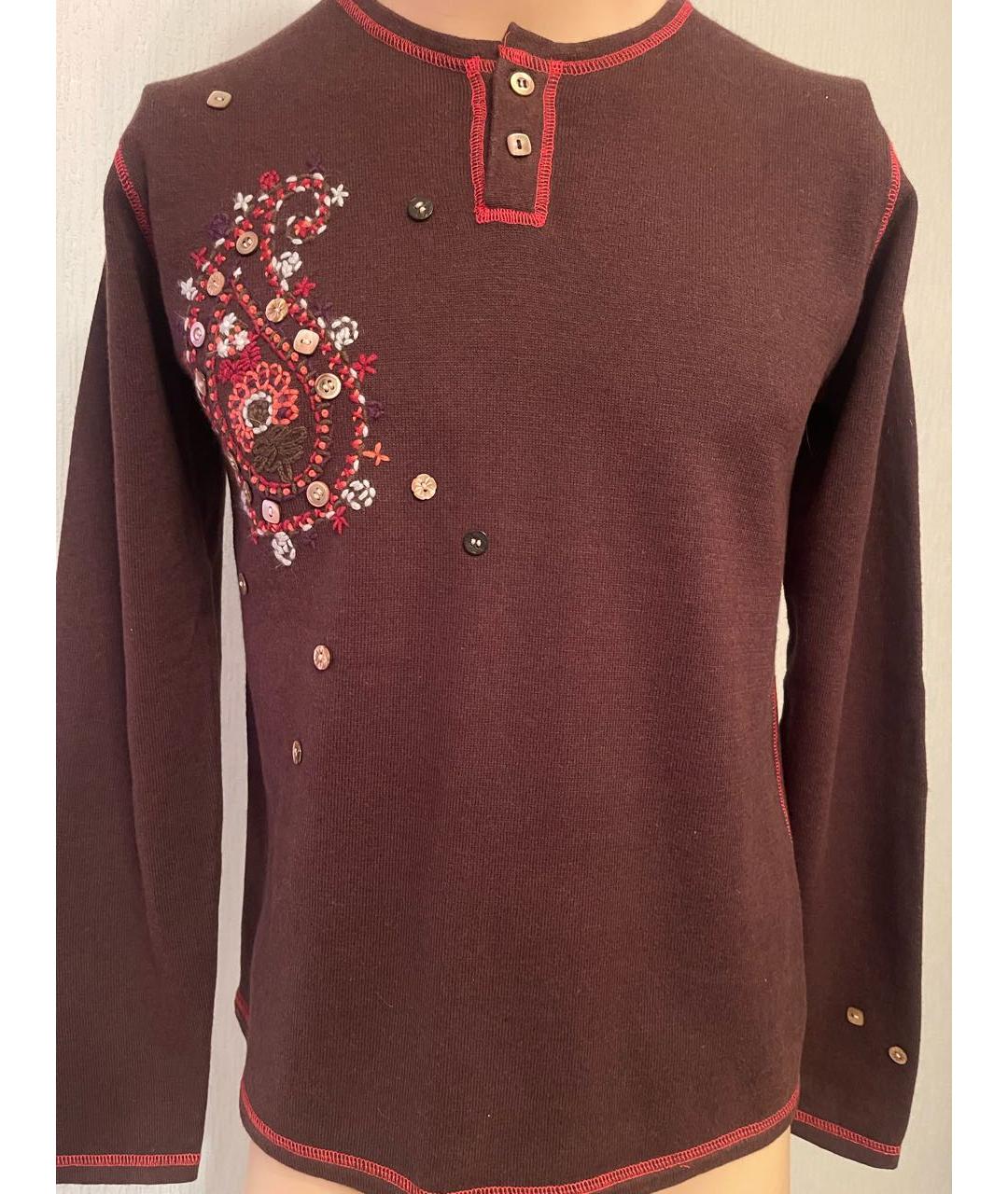 KENZO Коричневый хлопко-эластановый джемпер / свитер, фото 2