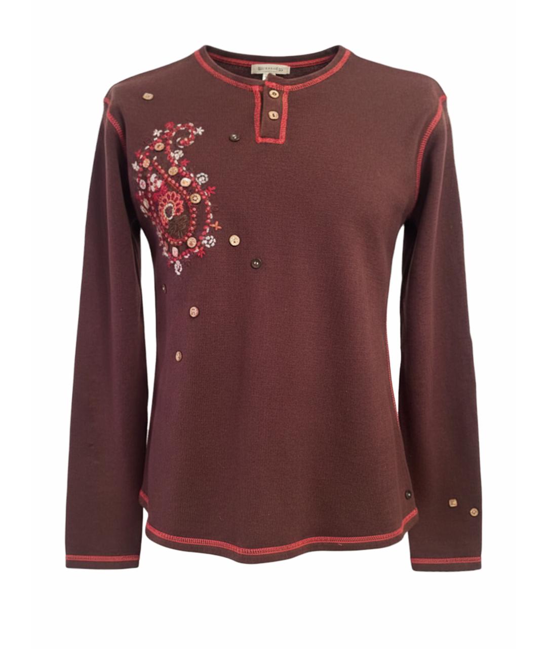 KENZO Коричневый хлопко-эластановый джемпер / свитер, фото 5