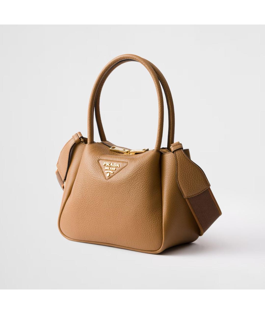 PRADA Коричневая кожаная сумка с короткими ручками, фото 2
