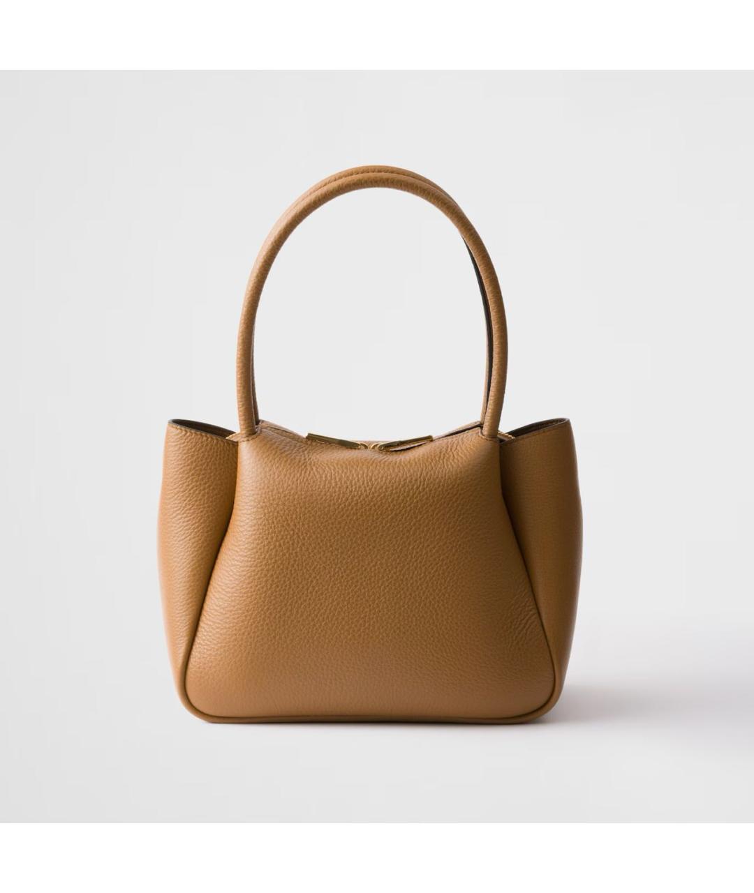 PRADA Коричневая кожаная сумка с короткими ручками, фото 3