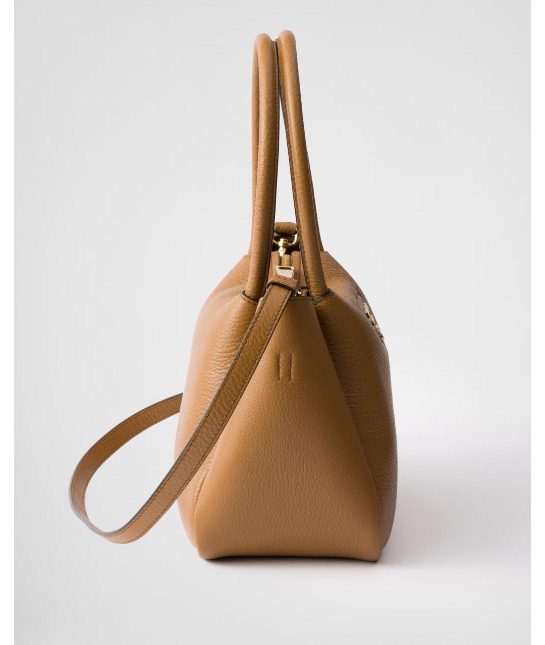 PRADA Коричневая кожаная сумка с короткими ручками, фото 4