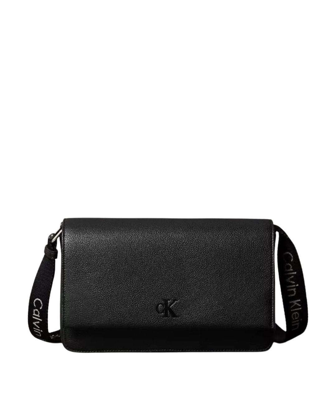 CALVIN KLEIN Черная сумка через плечо из искусственной кожи, фото 1