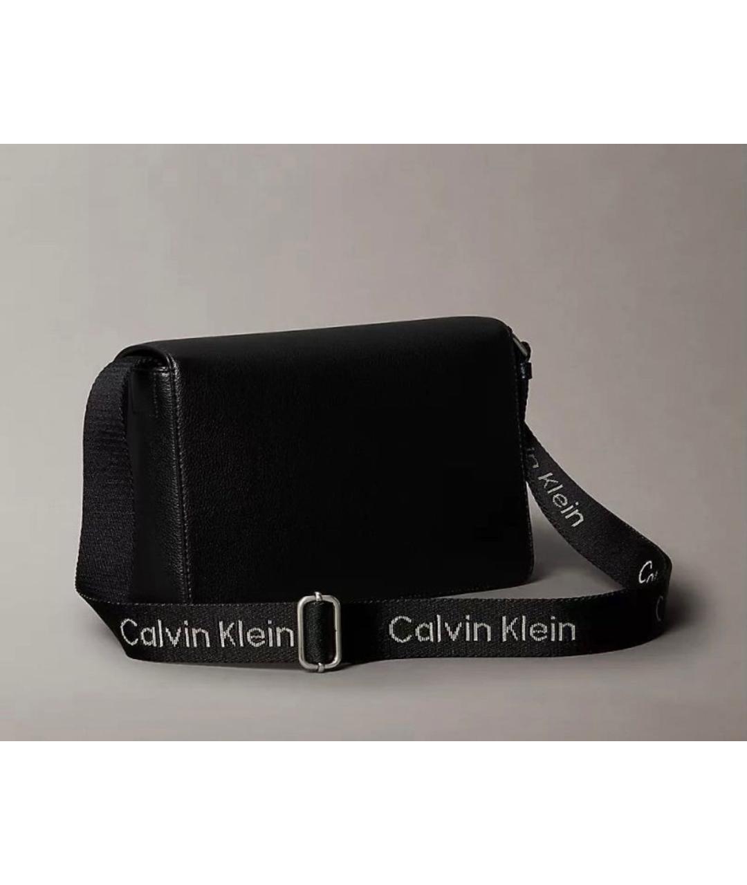 CALVIN KLEIN Черная сумка через плечо из искусственной кожи, фото 2