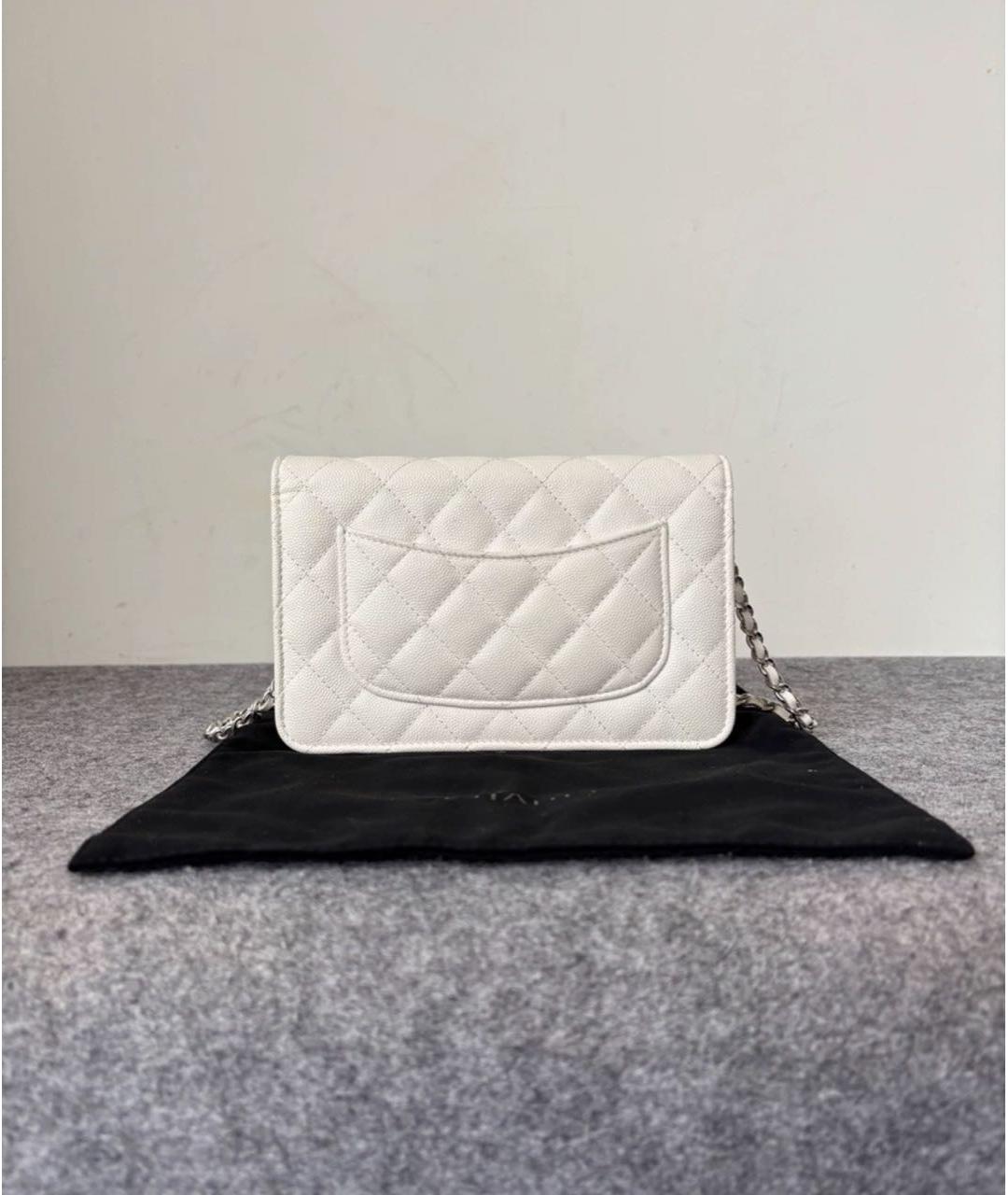 CHANEL Белая кожаная сумка через плечо, фото 4