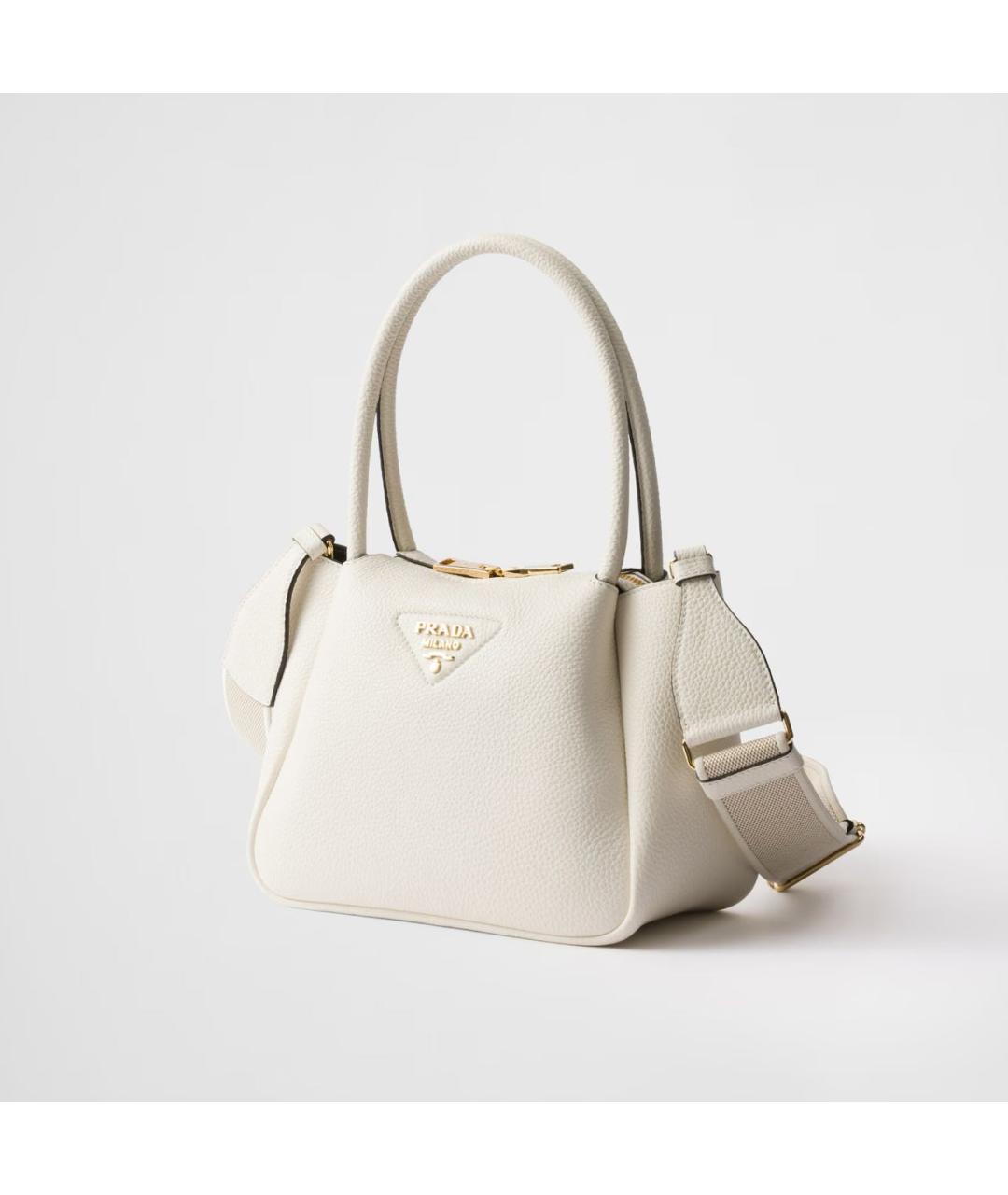 PRADA Белая кожаная сумка с короткими ручками, фото 2