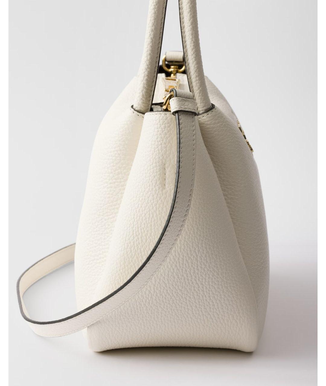 PRADA Белая кожаная сумка с короткими ручками, фото 4