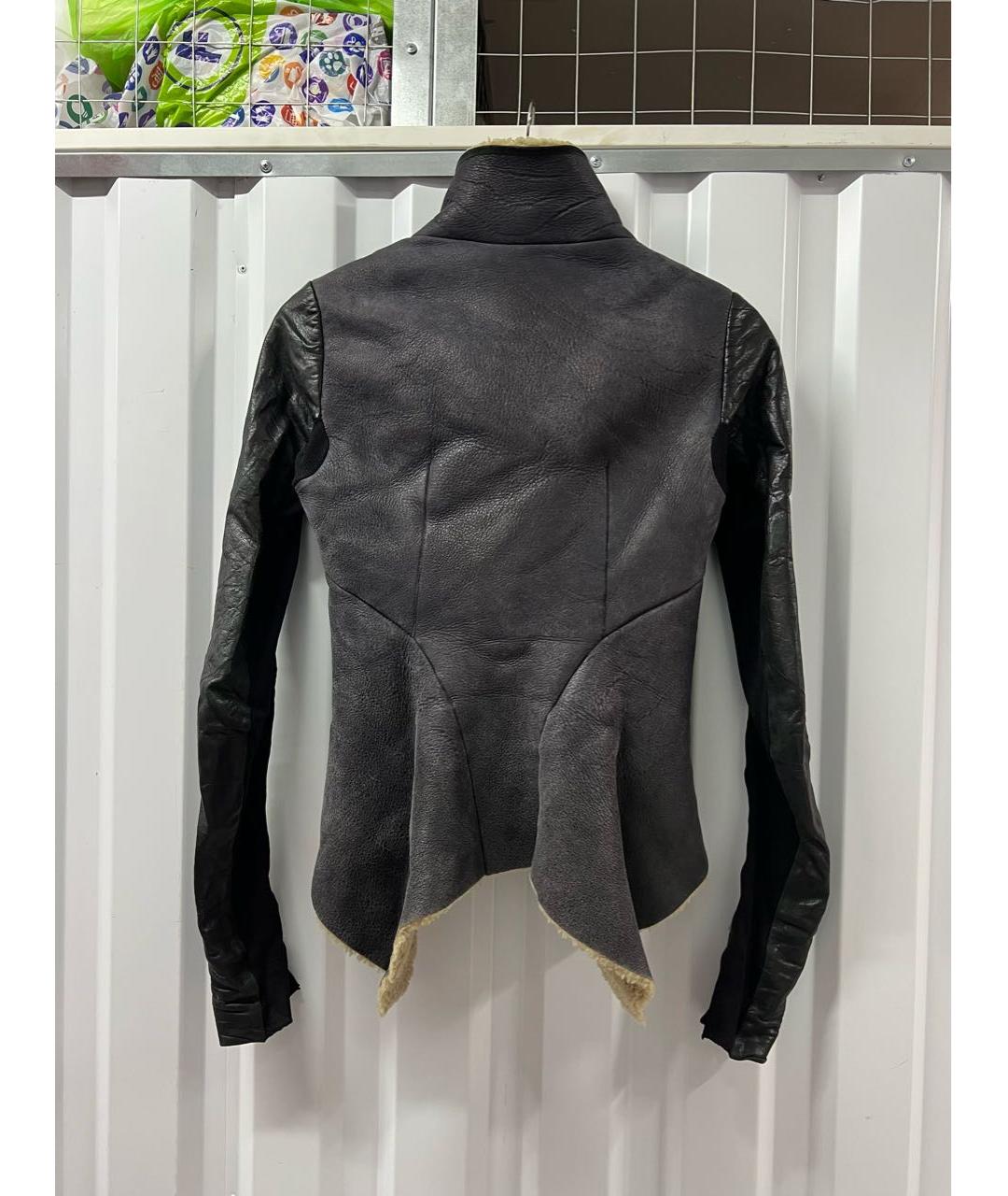 RICK OWENS Черная кожаная дубленка, фото 2