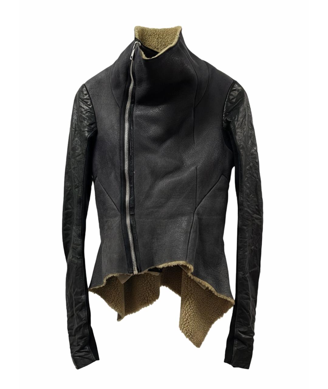 RICK OWENS Черная кожаная дубленка, фото 1