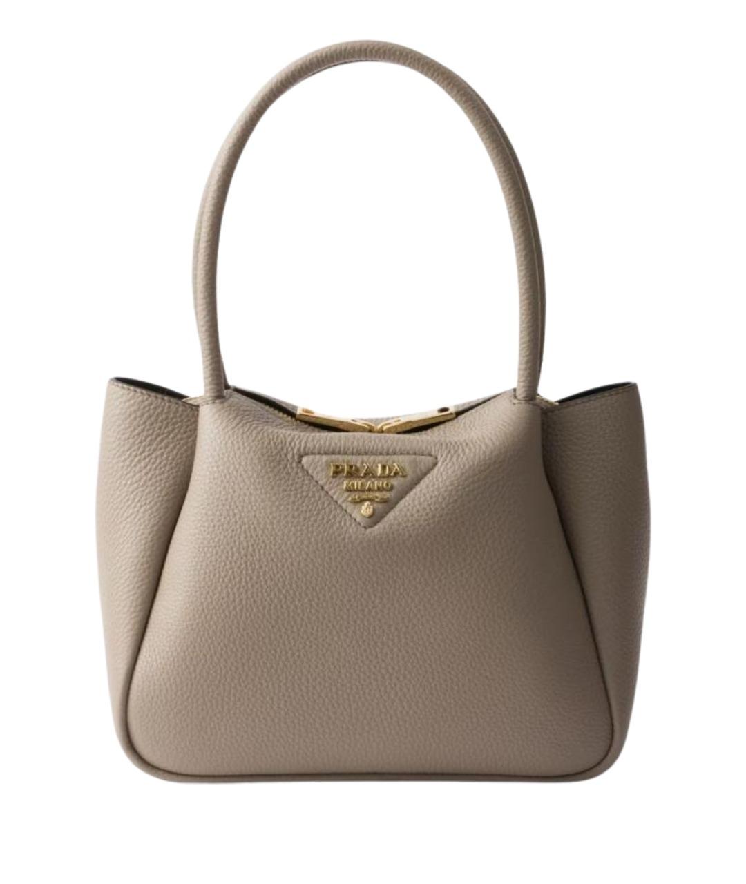 PRADA Серая кожаная сумка с короткими ручками, фото 1