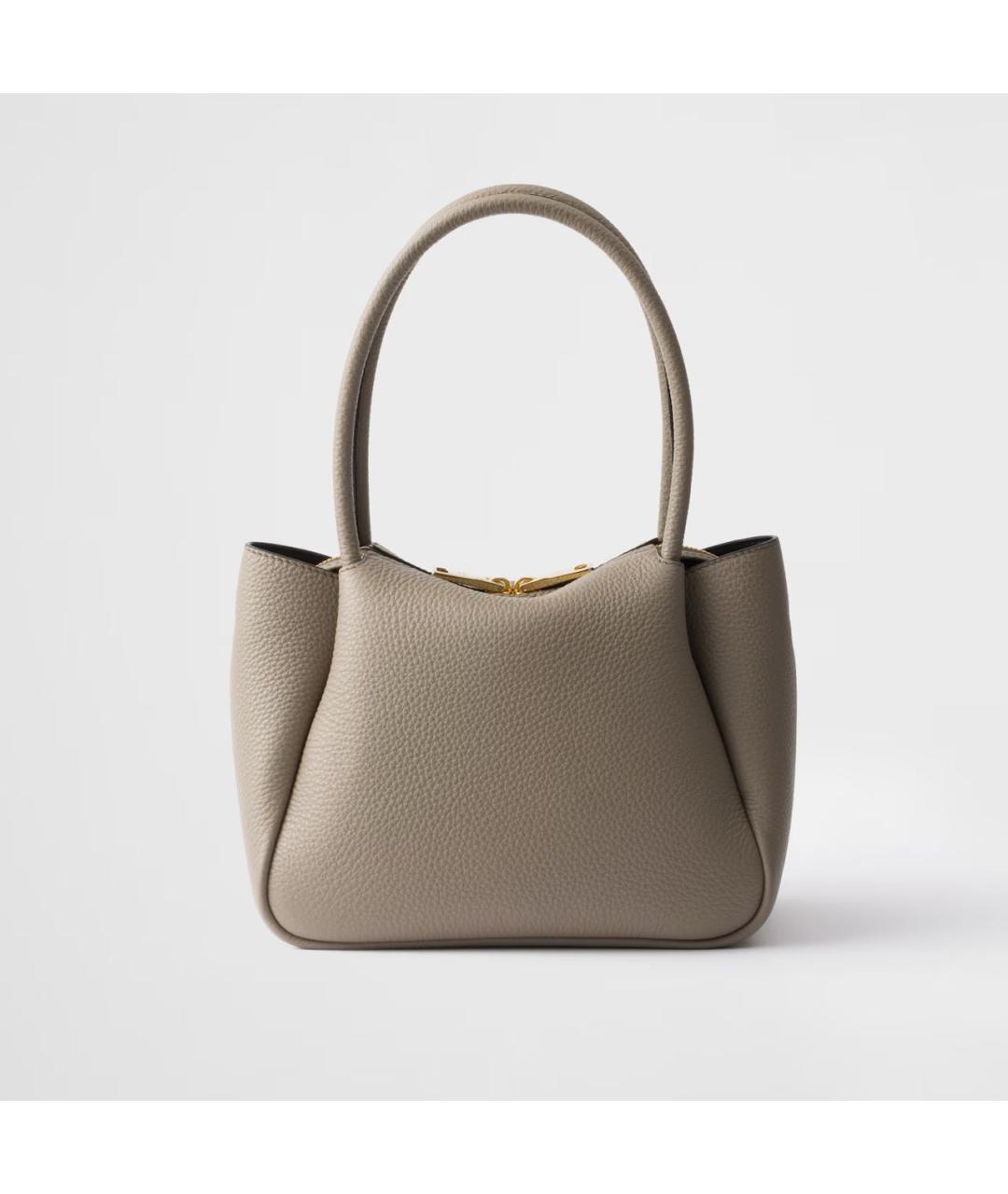 PRADA Серая кожаная сумка с короткими ручками, фото 3