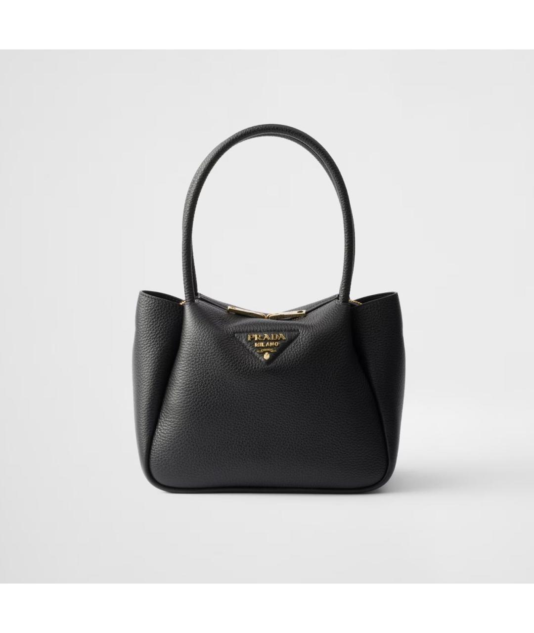 PRADA Черная кожаная сумка с короткими ручками, фото 5