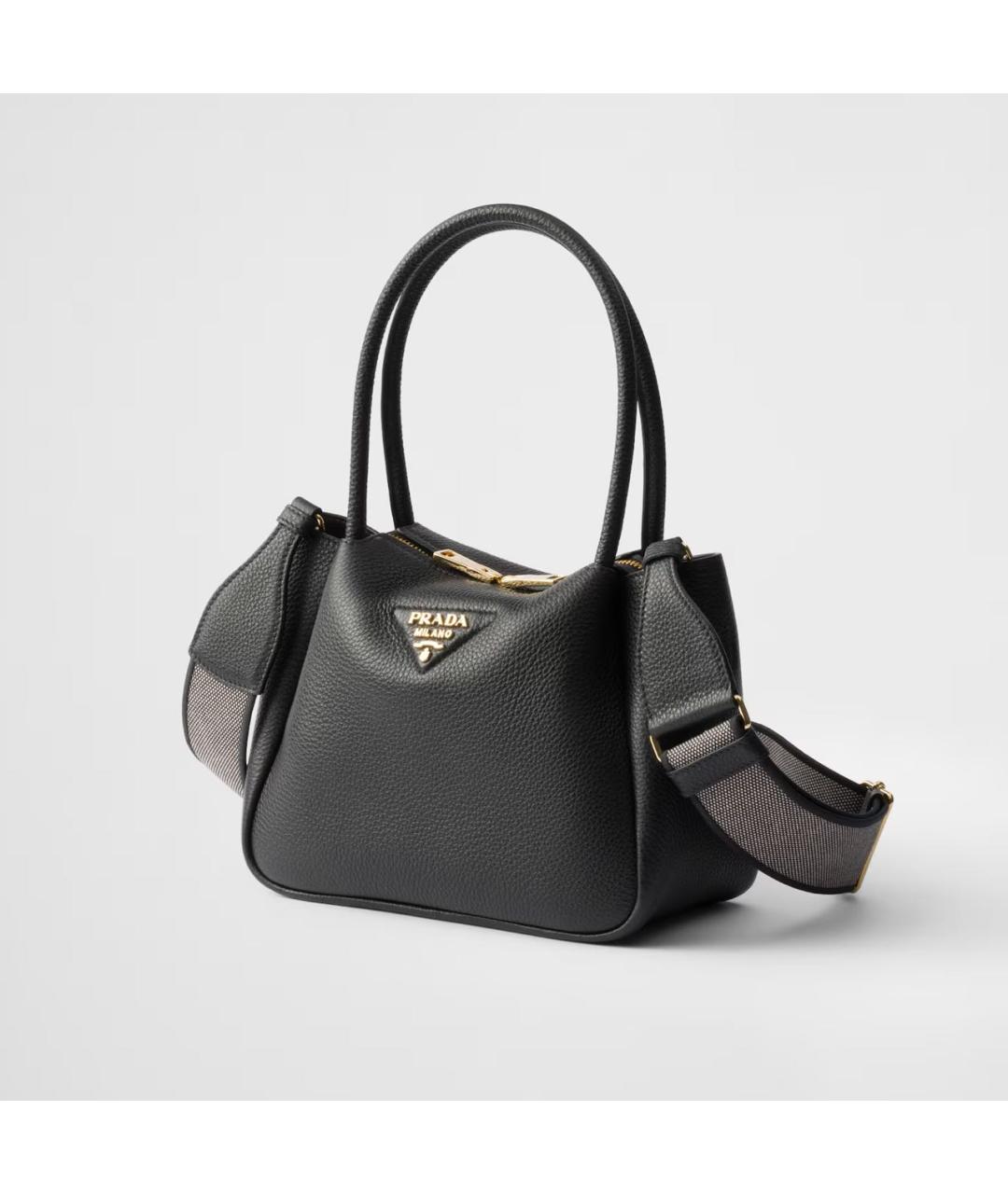 PRADA Черная кожаная сумка с короткими ручками, фото 2