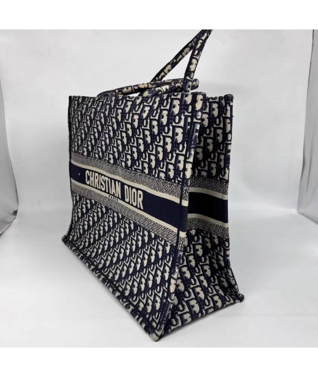 CHRISTIAN DIOR Синяя жаккардовая сумка тоут, фото 2