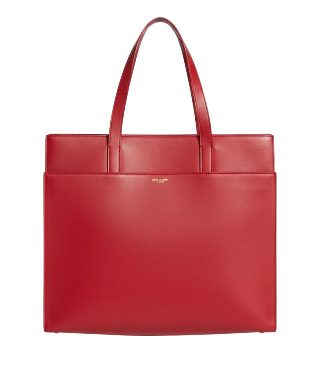 SAINT LAURENT Красная кожаная сумка с короткими ручками, фото 1