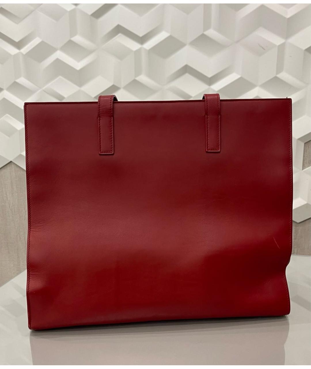 SAINT LAURENT Красная кожаная сумка с короткими ручками, фото 4