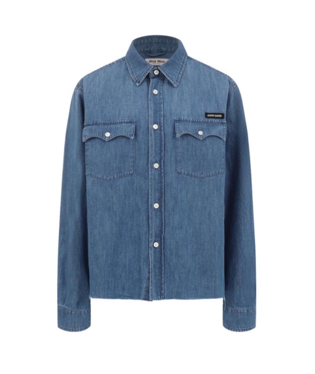 MIU MIU Синяя хлопковая рубашка, фото 5