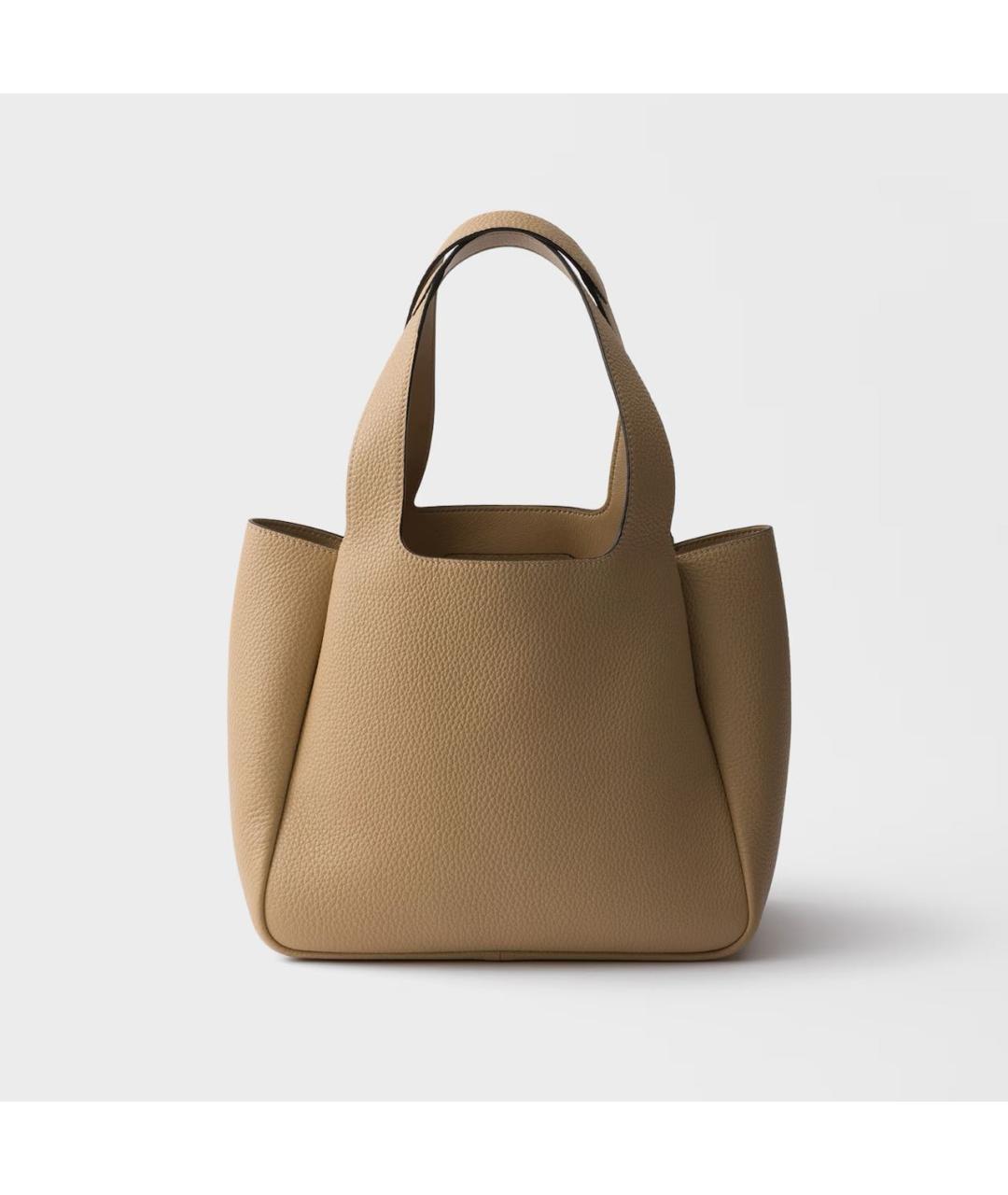 PRADA Бежевая кожаная сумка с короткими ручками, фото 3