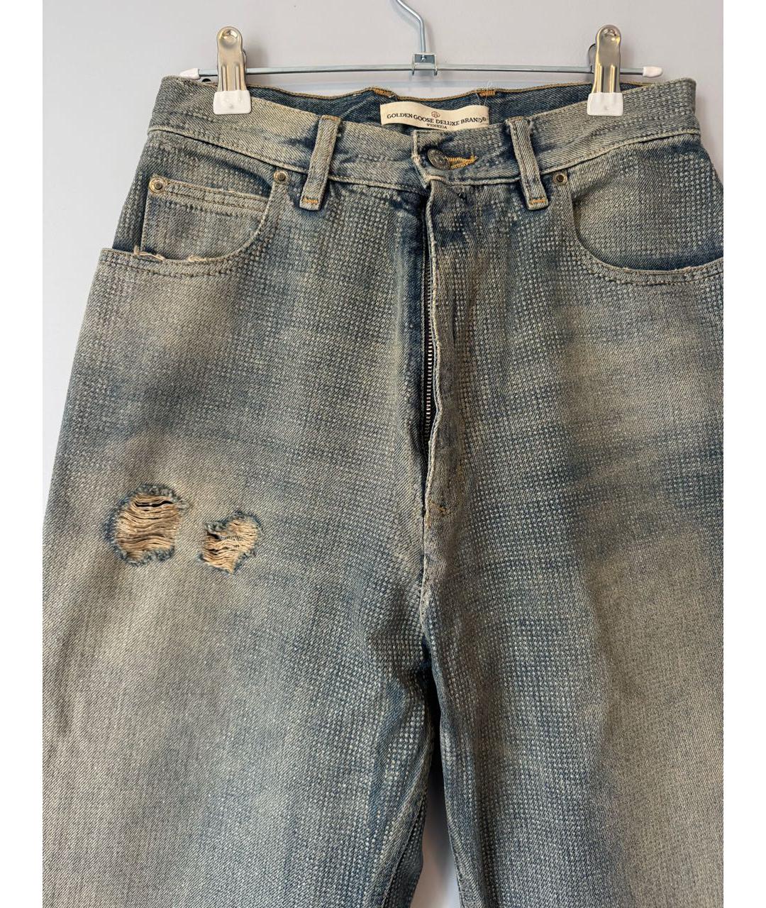 GOLDEN GOOSE DELUXE BRAND Серебряные хлопковые прямые джинсы, фото 2