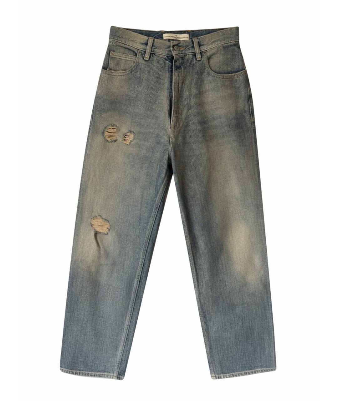 GOLDEN GOOSE DELUXE BRAND Серебряные хлопковые прямые джинсы, фото 1