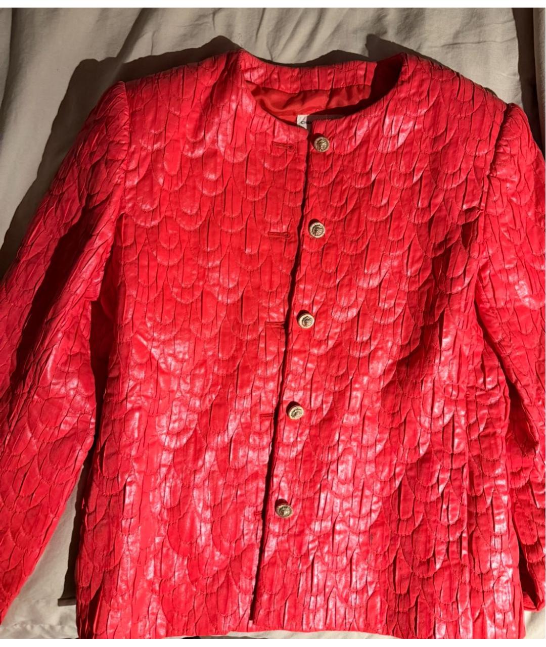 CHANEL Красный кожаный жакет/пиджак, фото 4