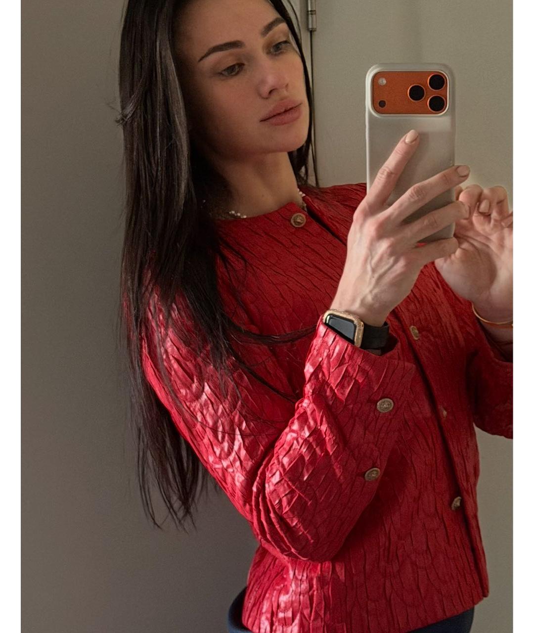 CHANEL Красный кожаный жакет/пиджак, фото 2