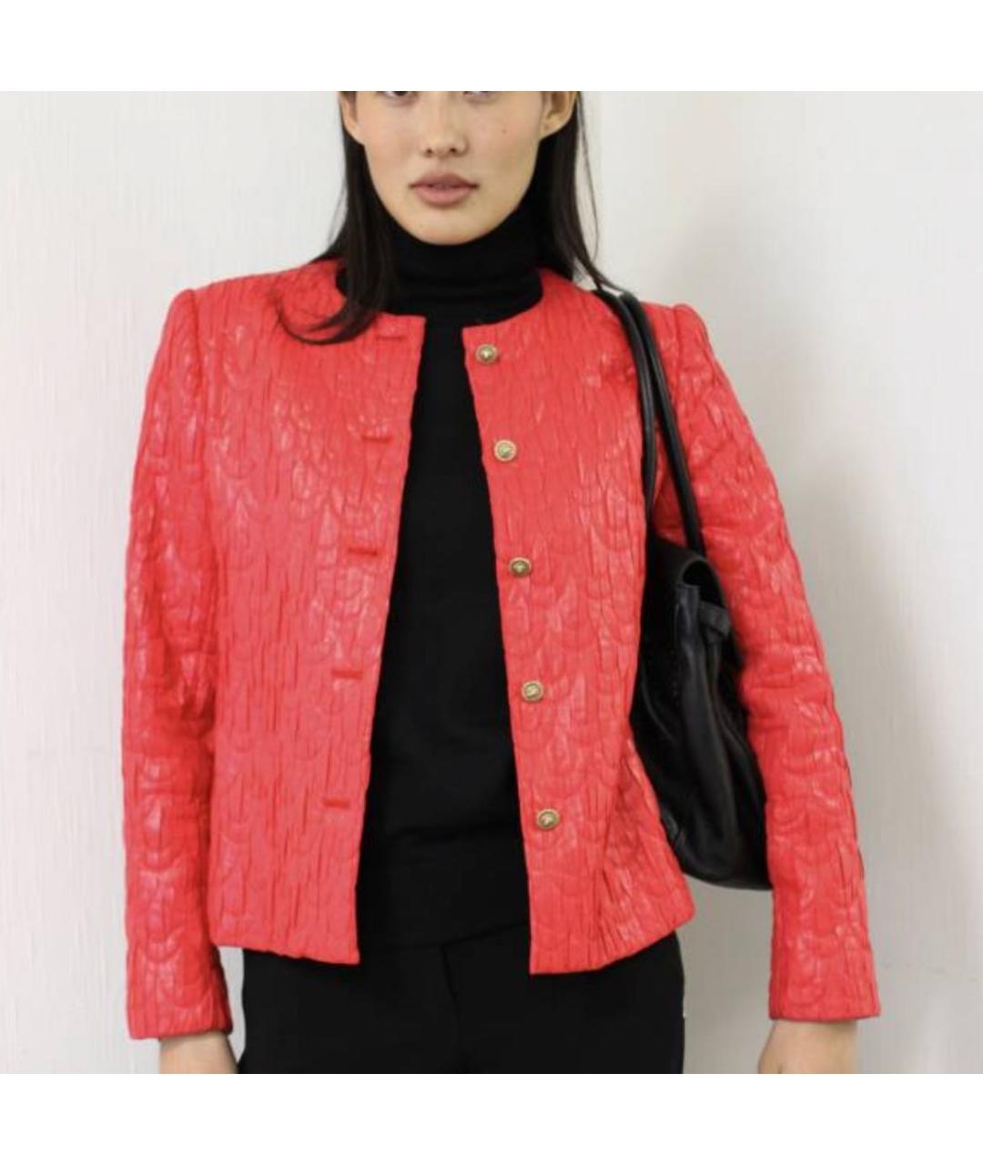 CHANEL Красный кожаный жакет/пиджак, фото 3