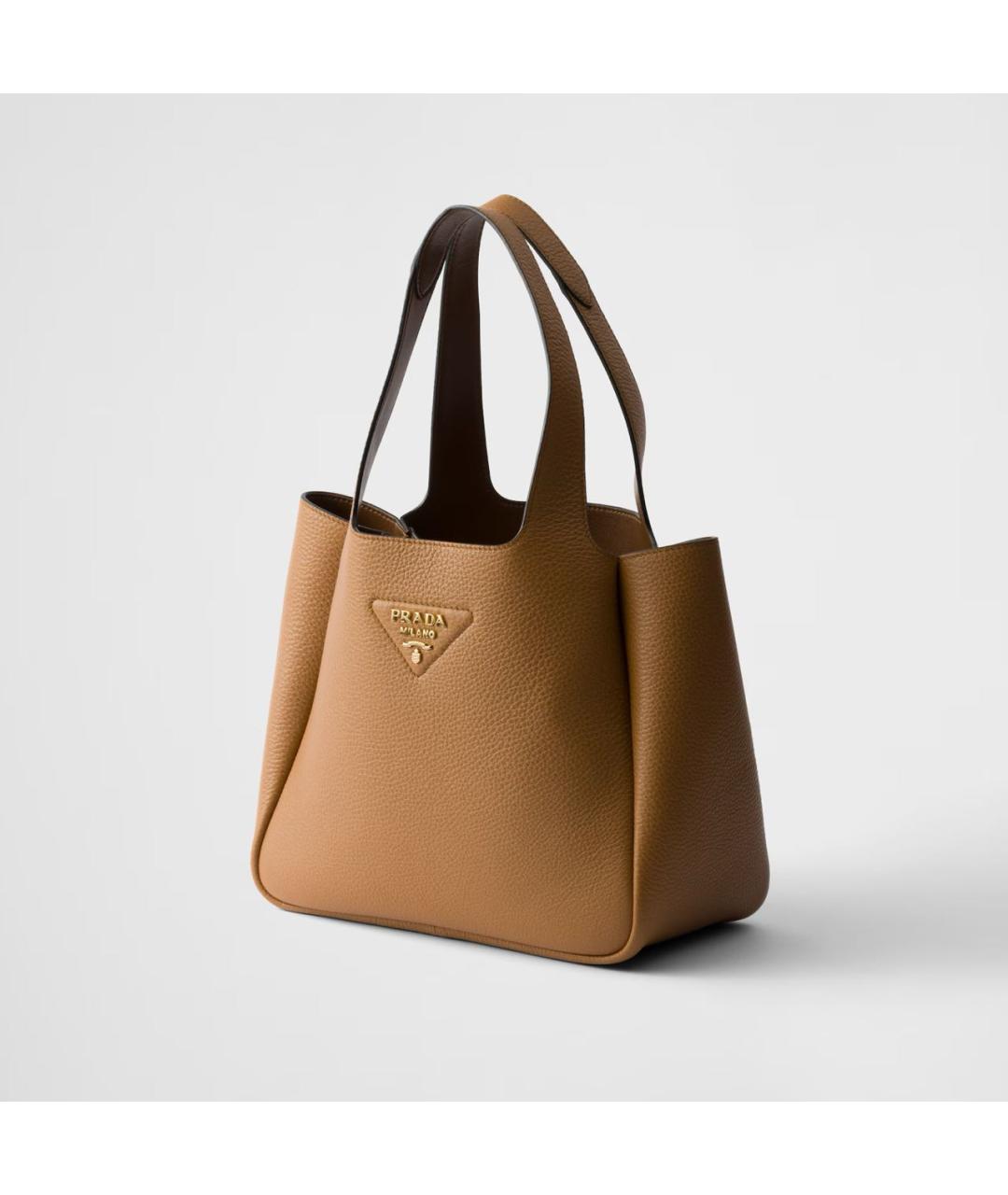 PRADA Коричневая кожаная сумка с короткими ручками, фото 2