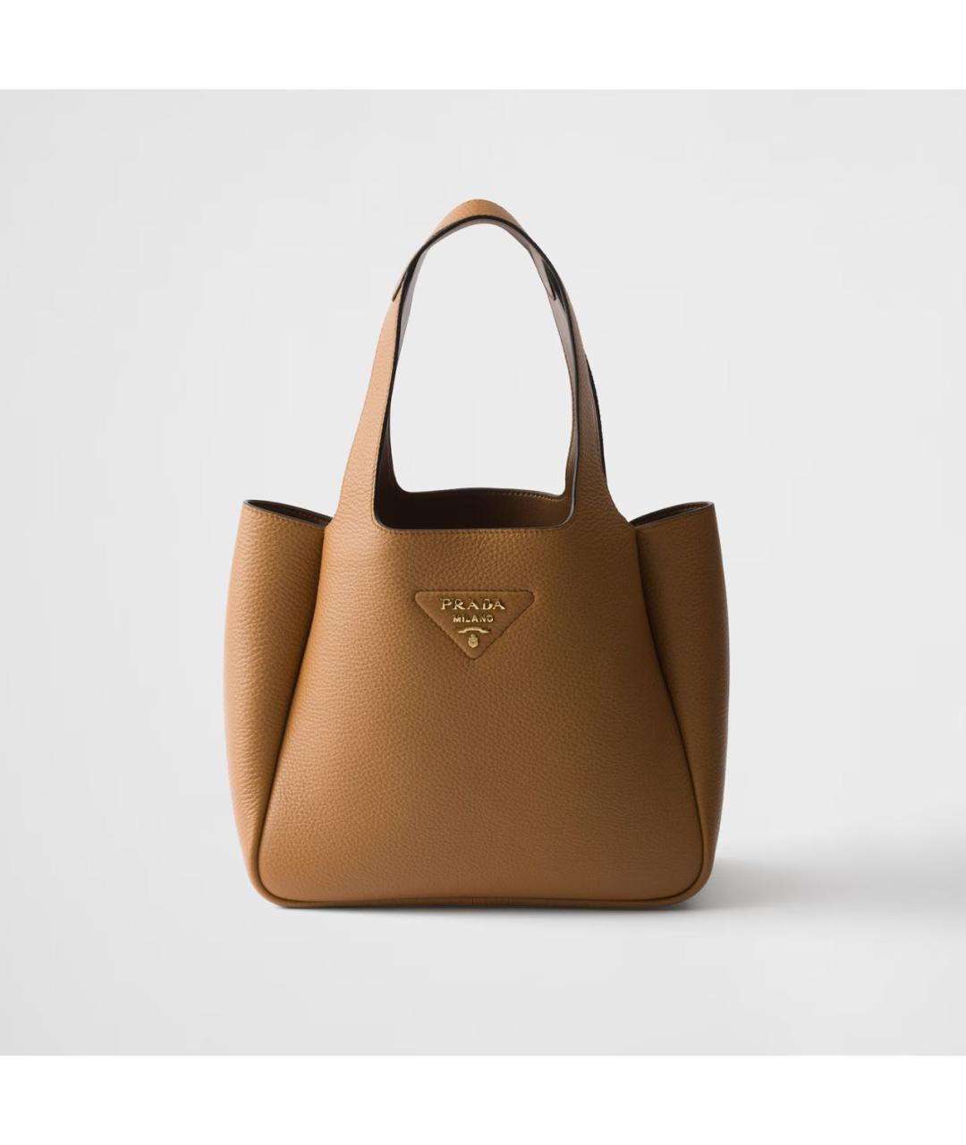 PRADA Коричневая кожаная сумка с короткими ручками, фото 5