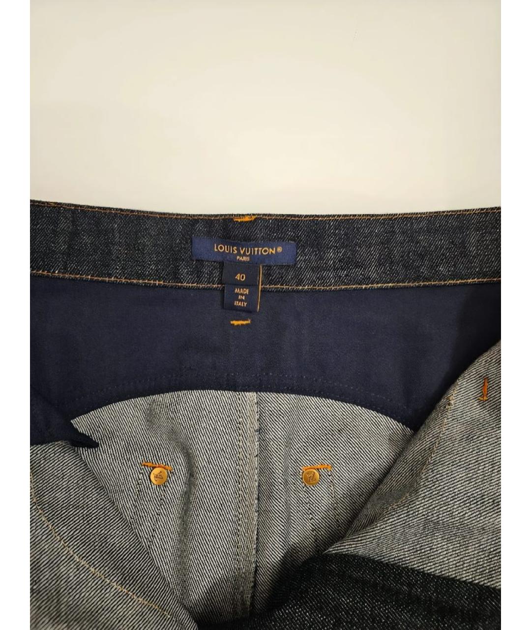 LOUIS VUITTON Темно-синие хлопковые джинсы клеш, фото 7