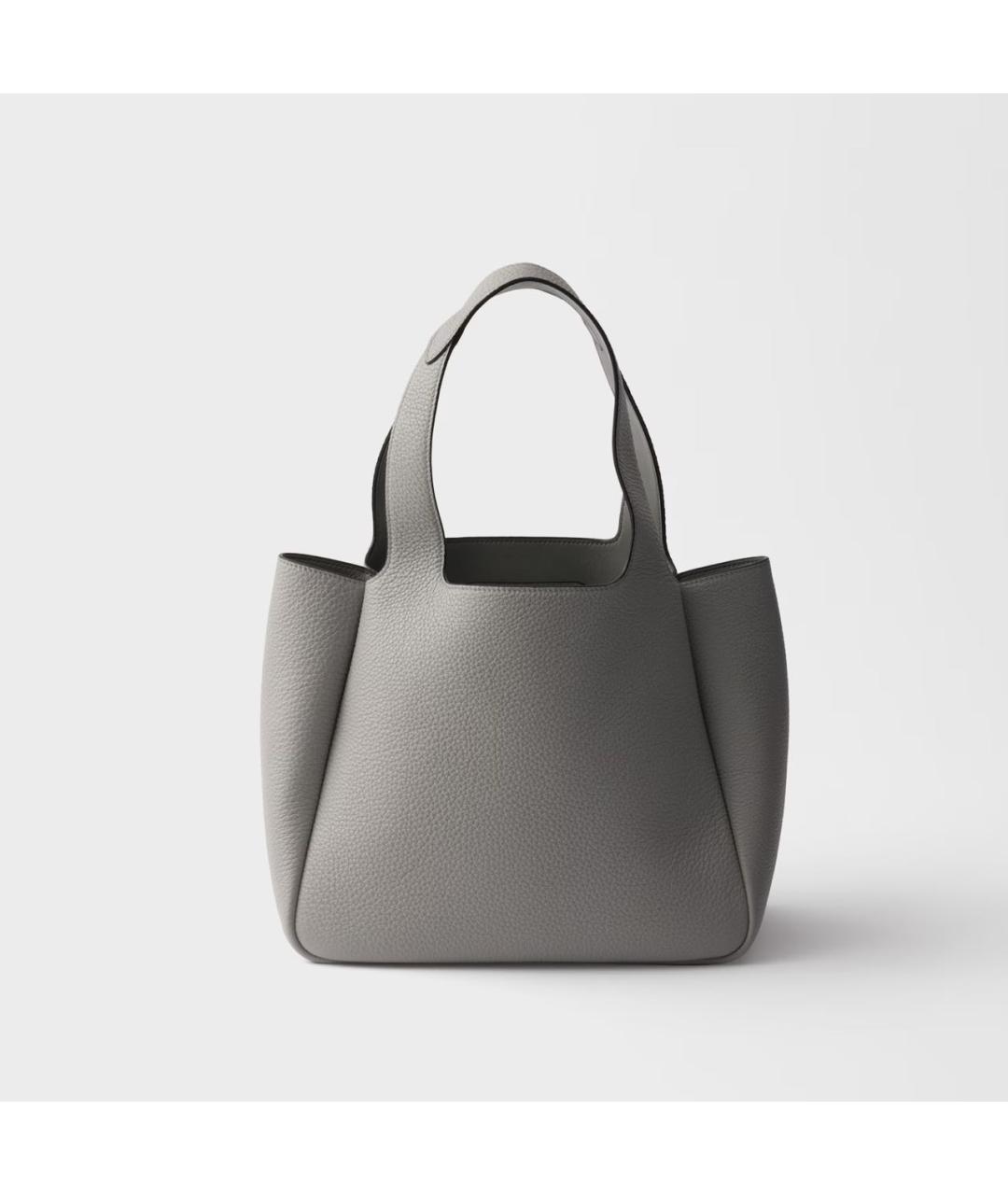 PRADA Серая кожаная сумка с короткими ручками, фото 3