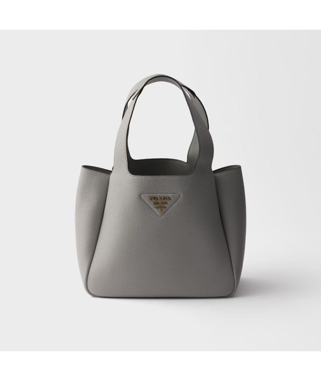 PRADA Серая кожаная сумка с короткими ручками, фото 4