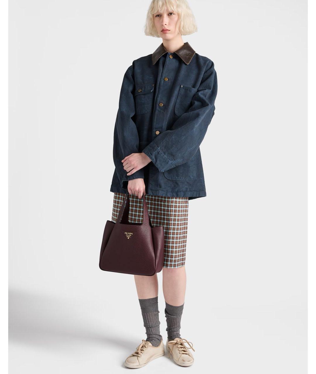 PRADA Бордовая кожаная сумка тоут, фото 2