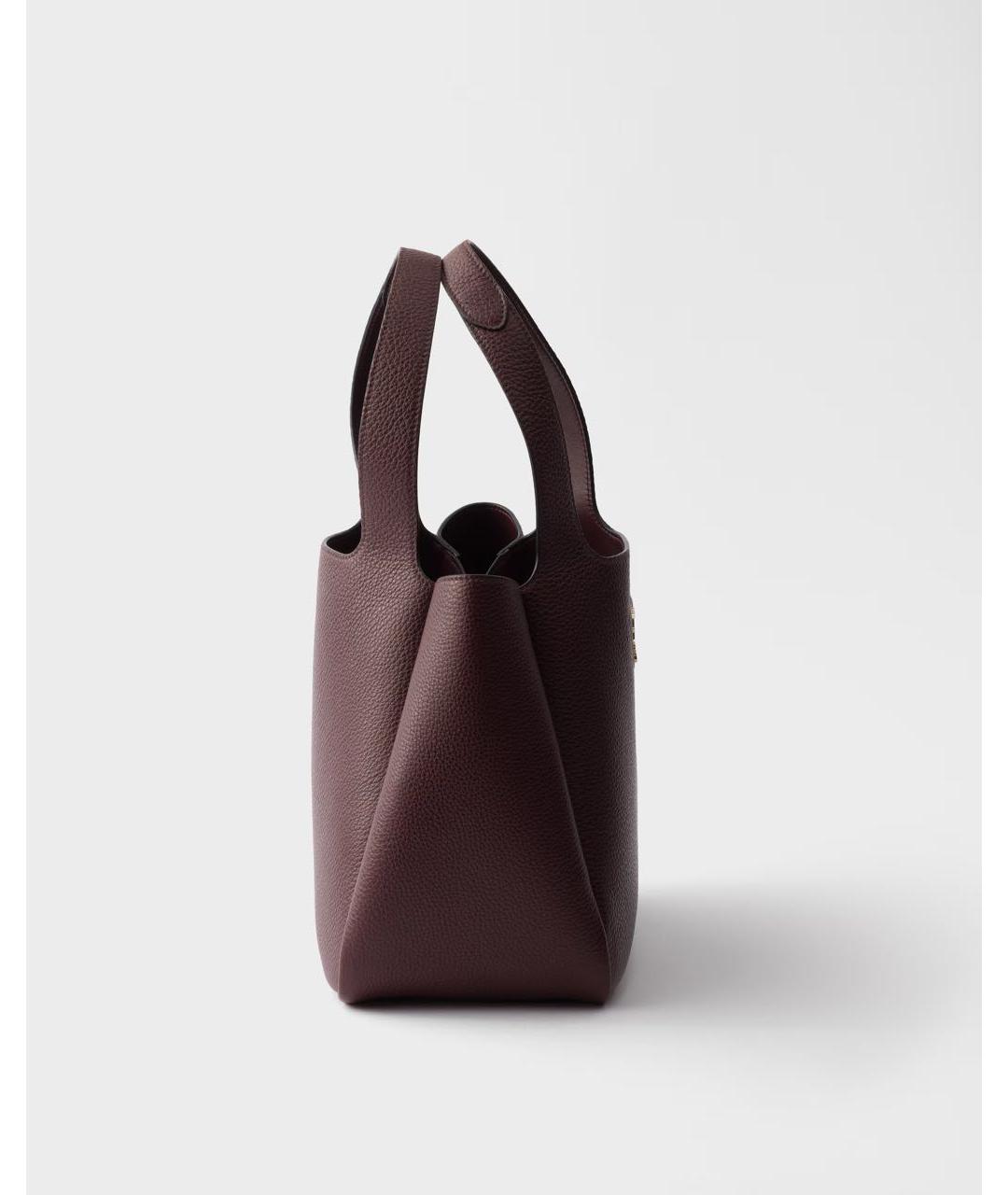 PRADA Бордовая кожаная сумка тоут, фото 5