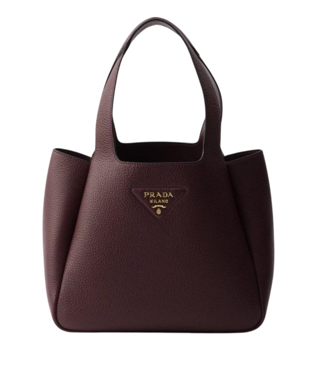 PRADA Бордовая кожаная сумка тоут, фото 1