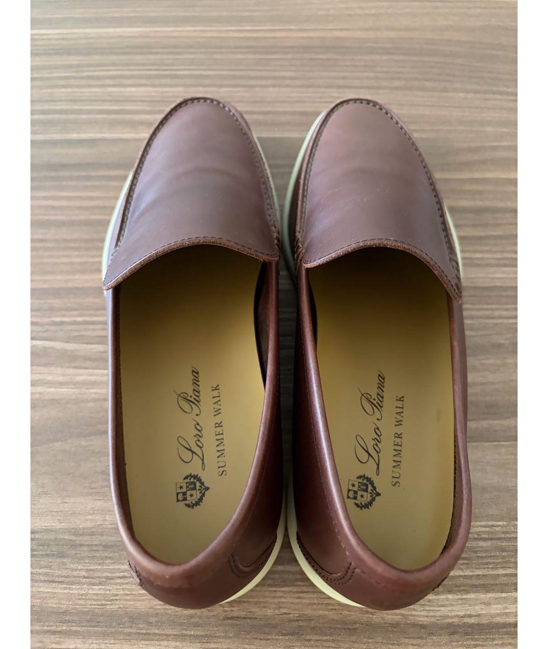 LORO PIANA Коричневые кожаные лоферы, фото 3