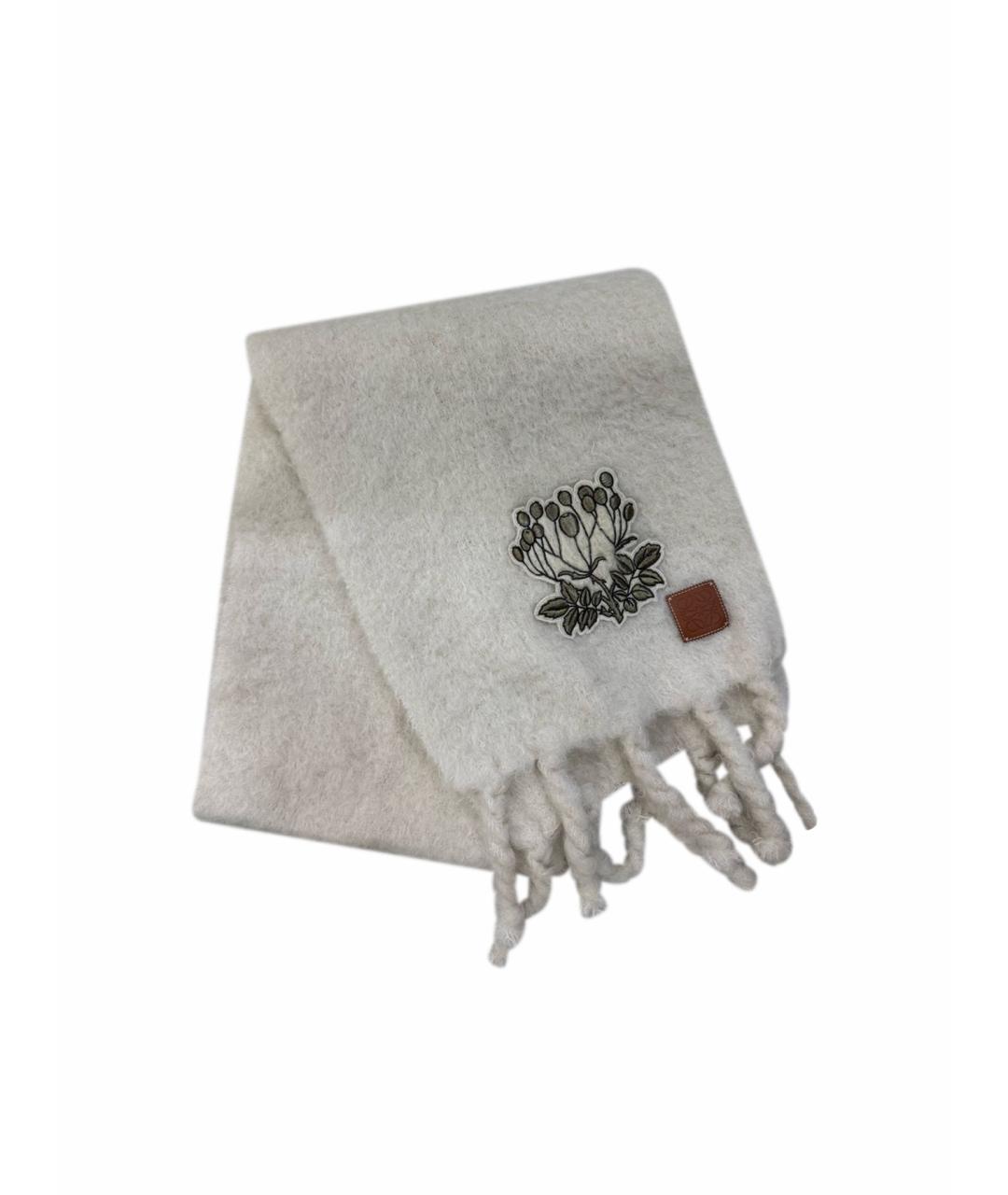 LOEWE Белый шерстяной шарф, фото 1