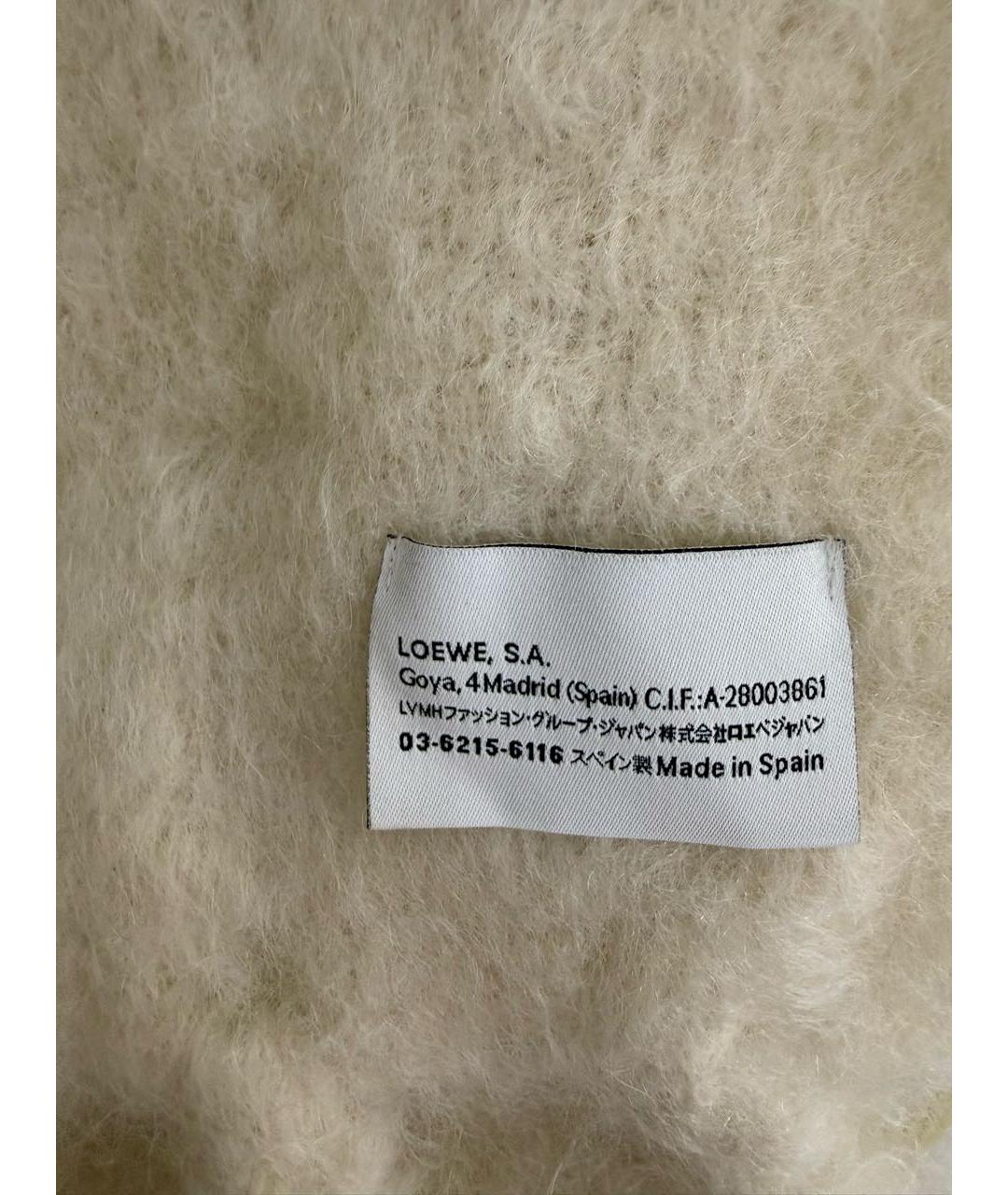 LOEWE Белый шерстяной шарф, фото 4
