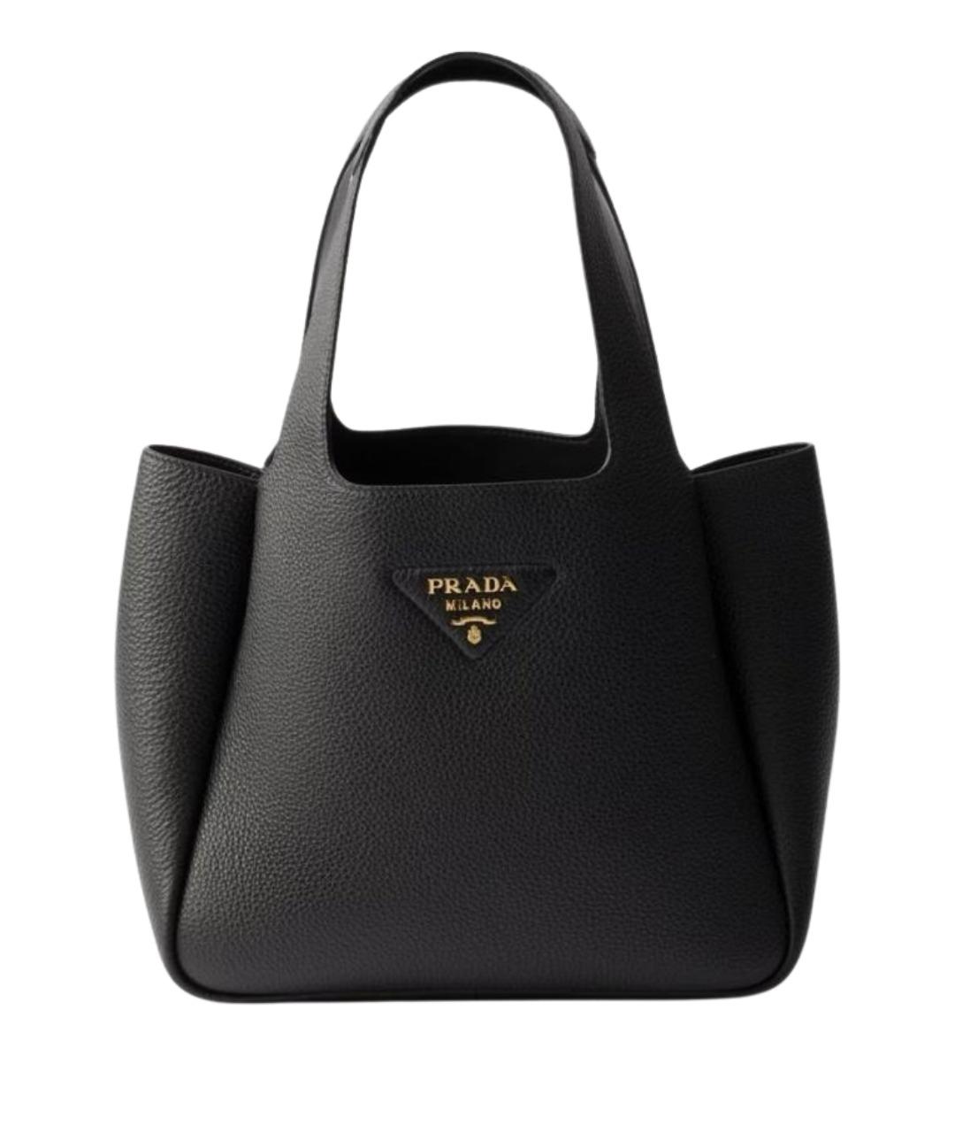 PRADA Черная кожаная сумка с короткими ручками, фото 1