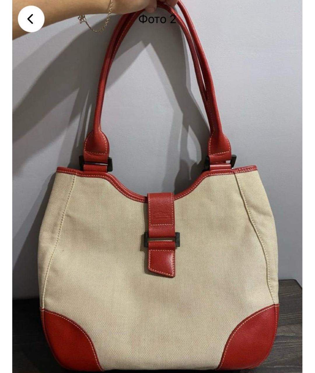 LONGCHAMP Бежевая кожаная сумка через плечо, фото 8