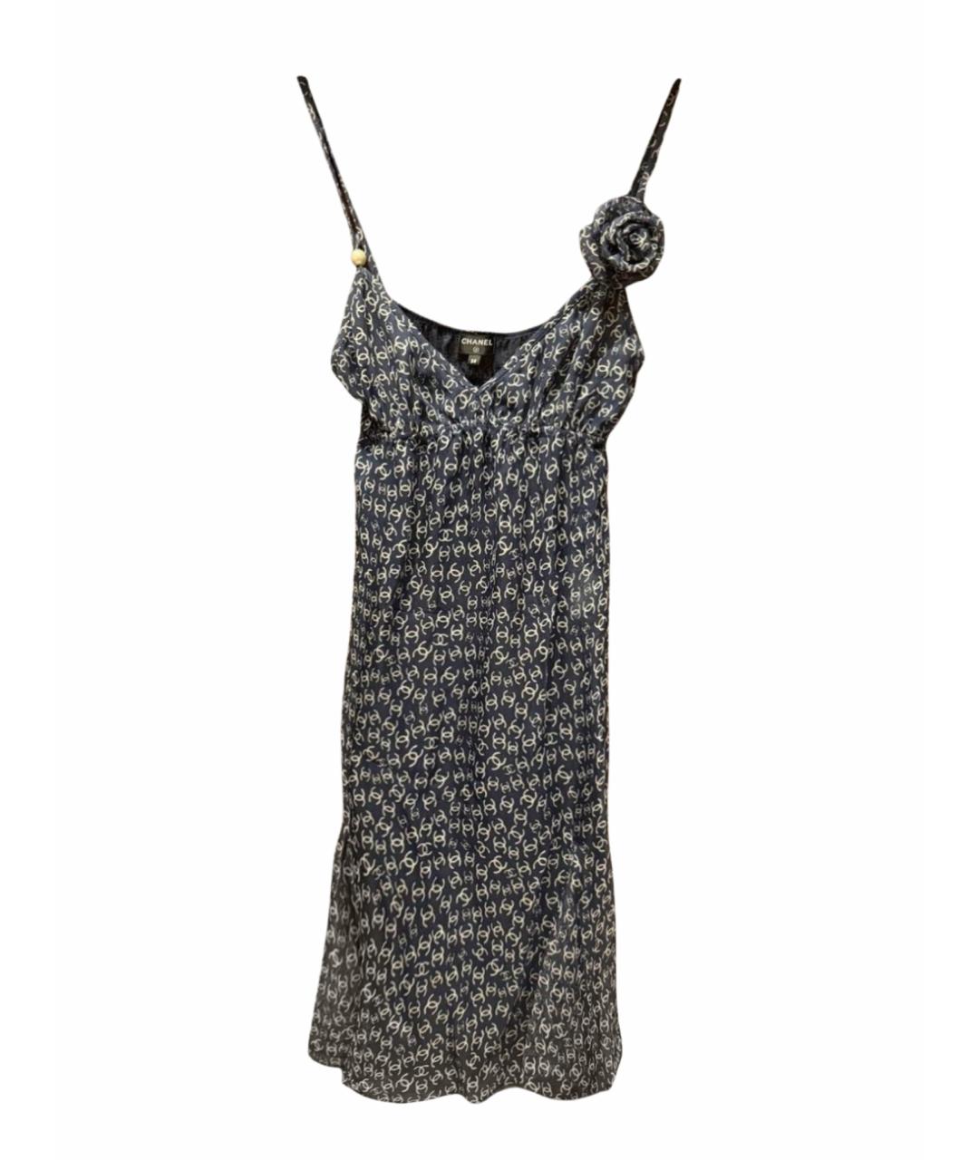 CHANEL Темно-синий шелковый сарафан, фото 1